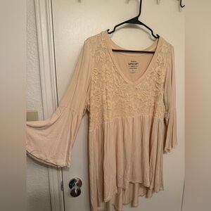 Torrid Cream Super Soft Lace Knit Top